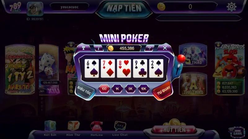 Hướng dẫn chơi nổ hũ Mini poker 789club cực dễ hiểu